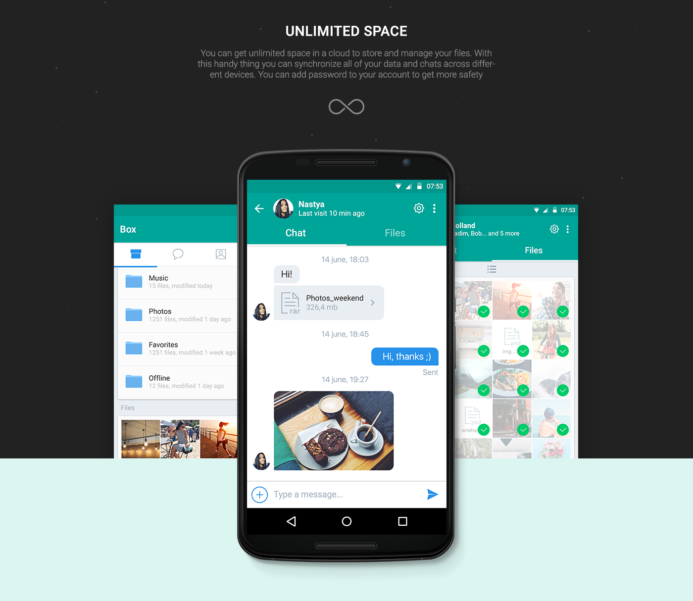 pibox messenger app UI ux mobile ios android