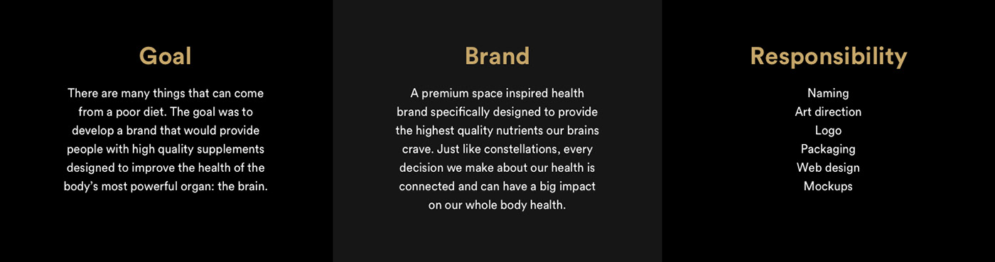 brain health Case Study constellation Health Layout logo packaging design product design  supplements Wellness