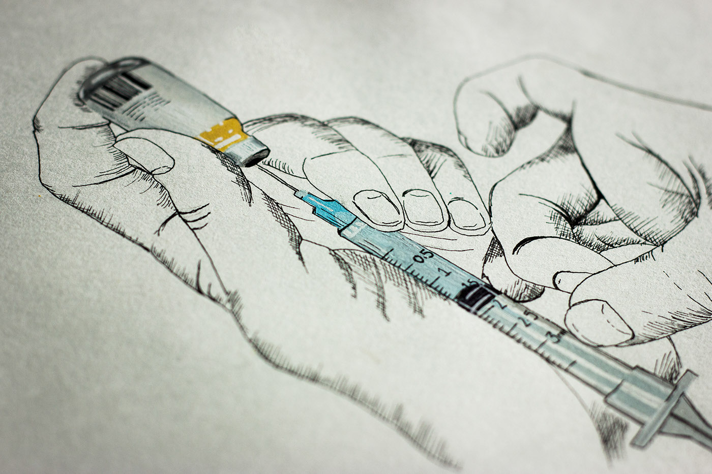 syringe Drugs mosquito media PAPARAZZI pressure women injection medicine pain hands sketch Cat tears