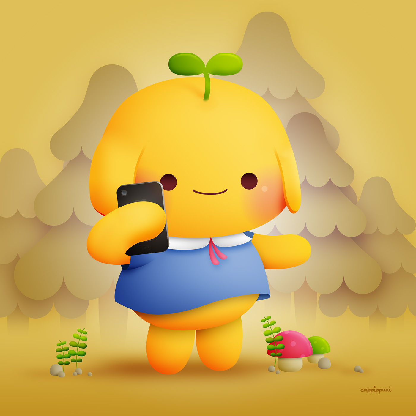 characters pictoplasma Character Selfie kawaii cute forest smartphone instagram selfie Mushrooms iphone