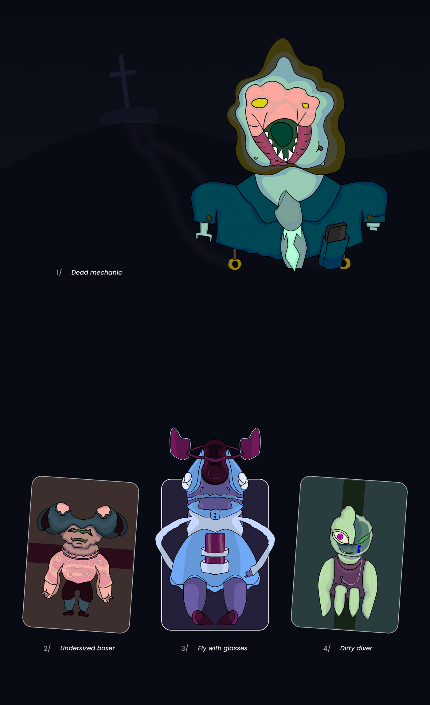 adobe illustrator cartoon Character monsters vector nft artwork