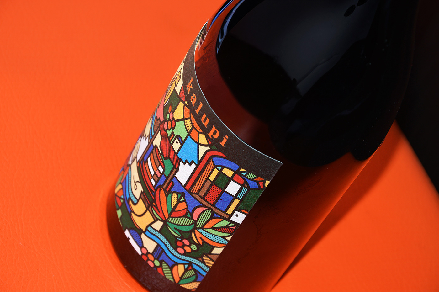 santorini Greece wine limited edition Pop Art stained glass bottle geometric mike karolos