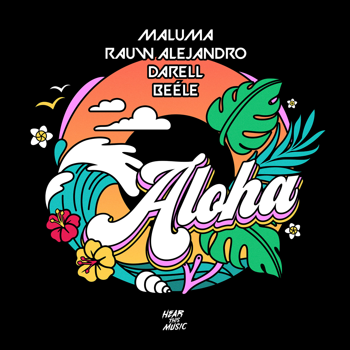 aloha beele darell digital illustration dj luian hear this music maluma mambo kingz Rauw Alejandro single cover