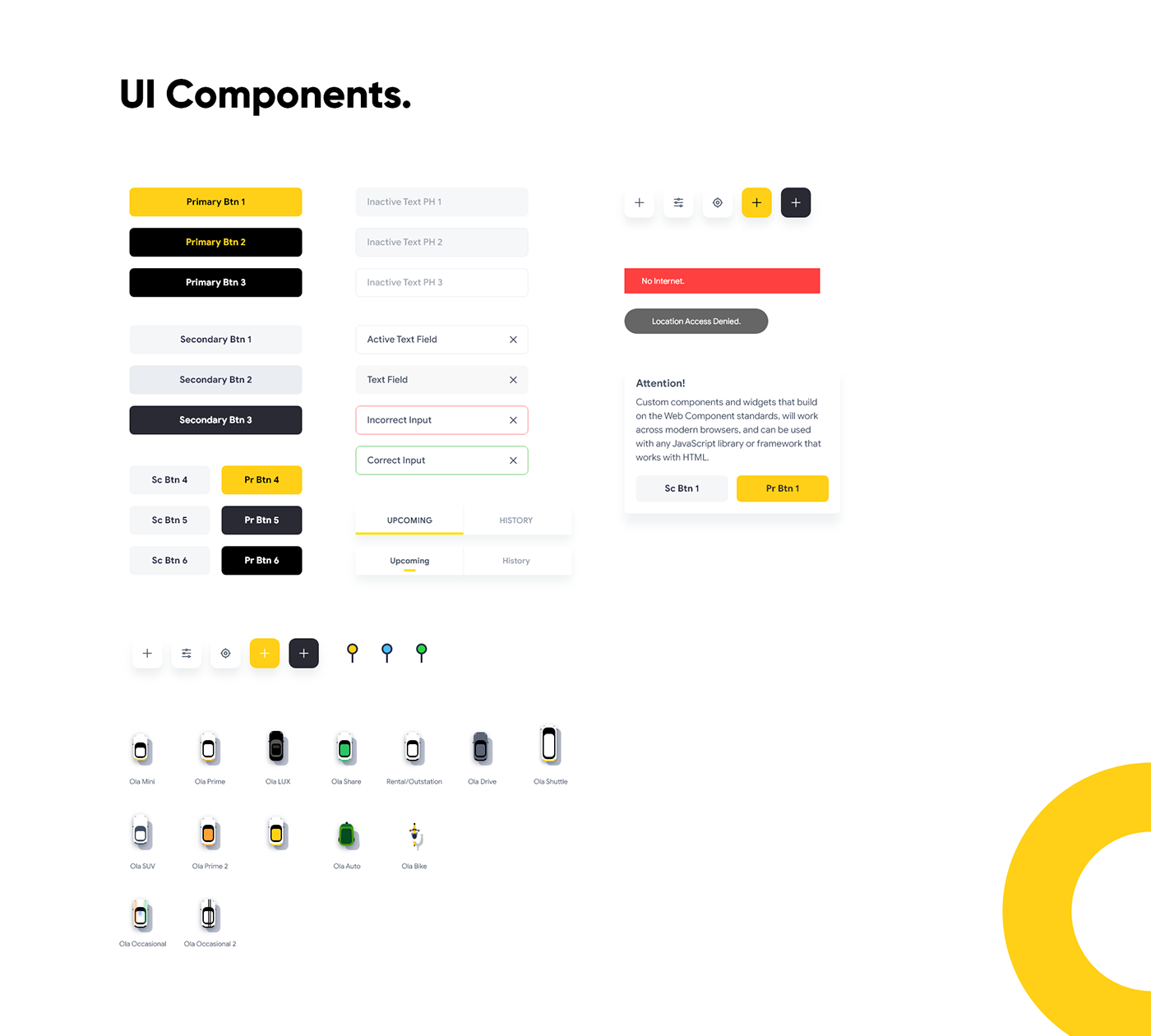 branding  design language design system OLA Ola Cabs ride sharing taxi Uber UI/UX Web Design 