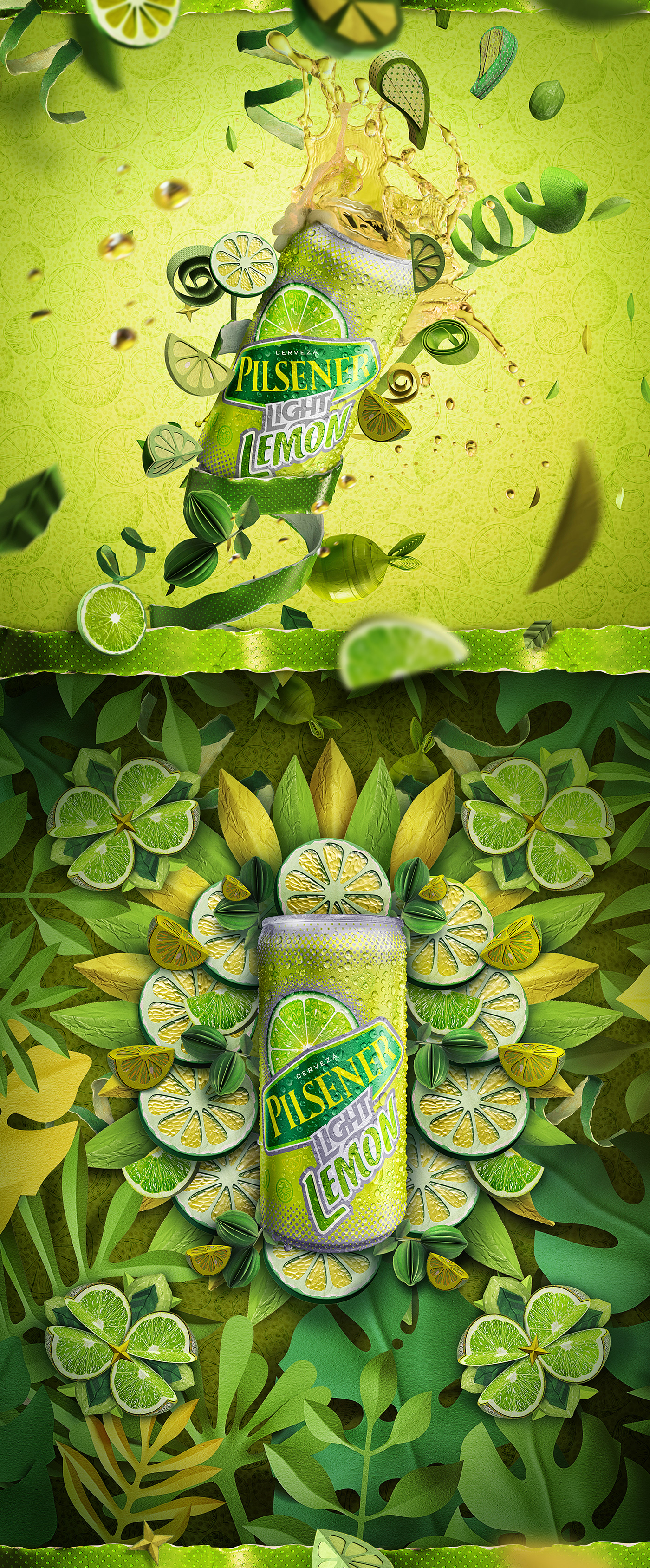 lemon pilsener light beer craft Packaging 3D CGI innovation