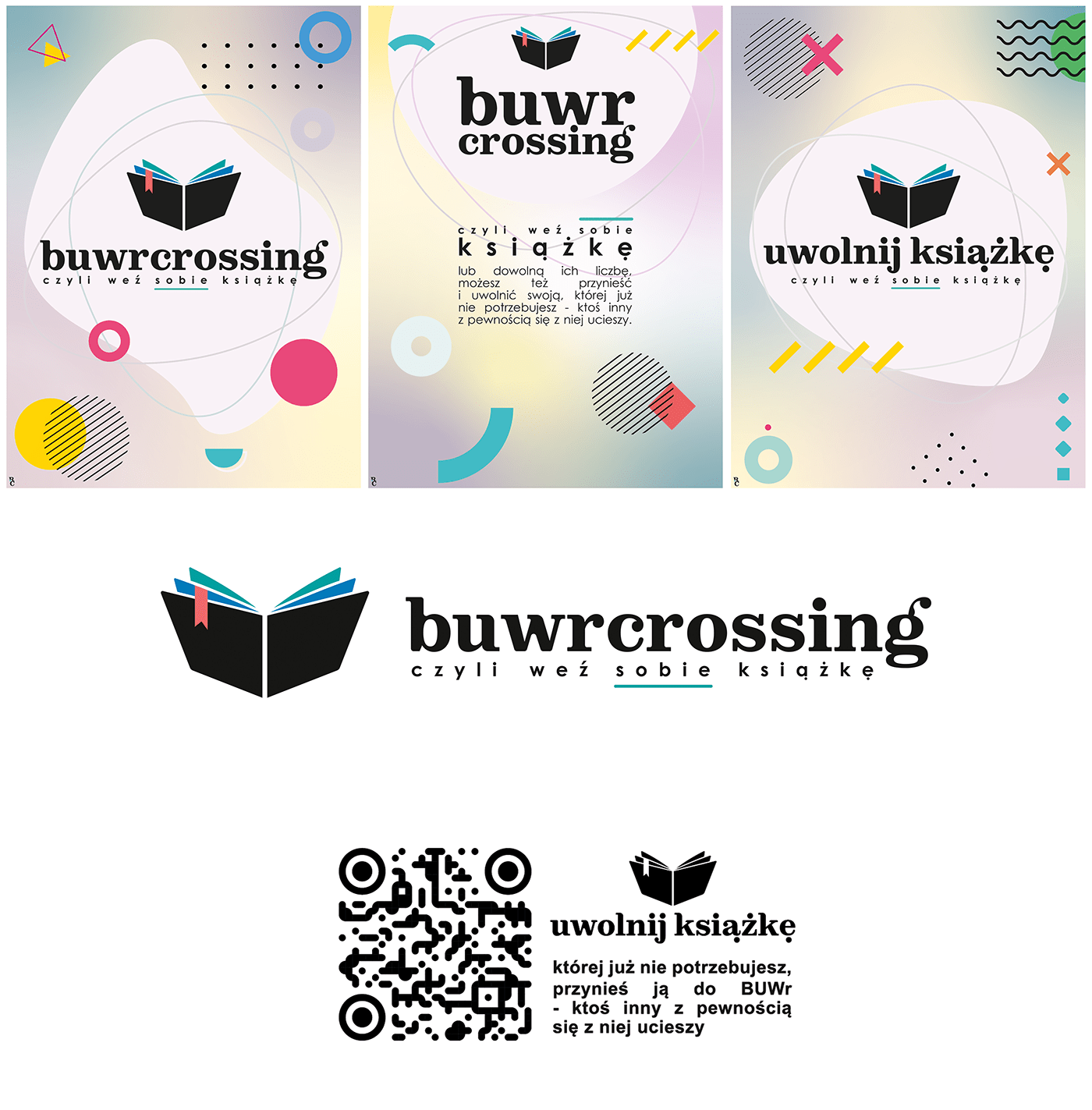 książka grafika biblioteka książki bookcrossing Uniwersytet student Project identity Logo Design