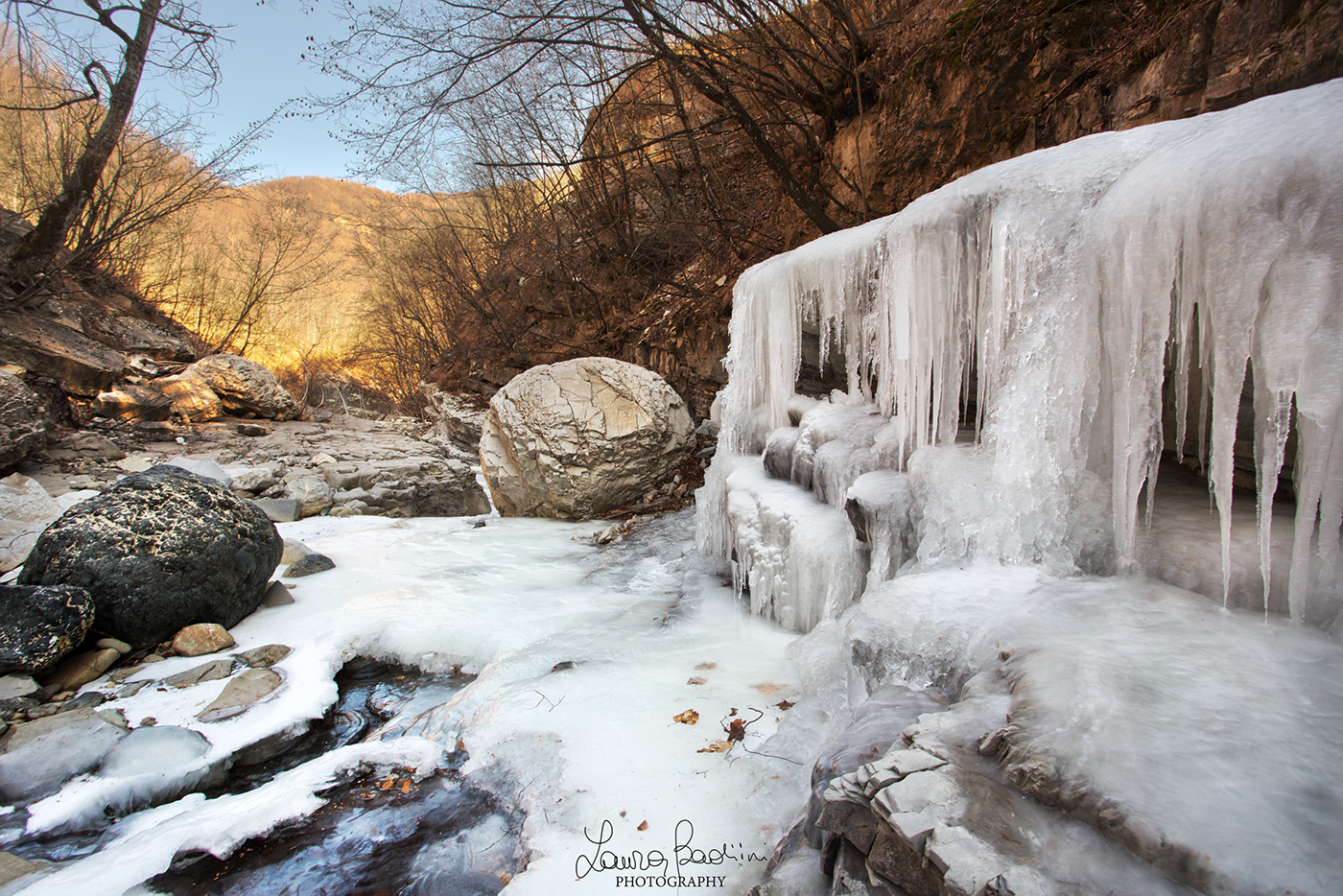 waterfall Landscape river Italy ice winter Photography  HDR