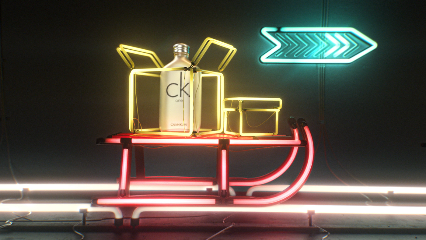 3D 3d animation animation  Calvin Klein Christmas cinema 4d motion graphics  neon redshift xmas