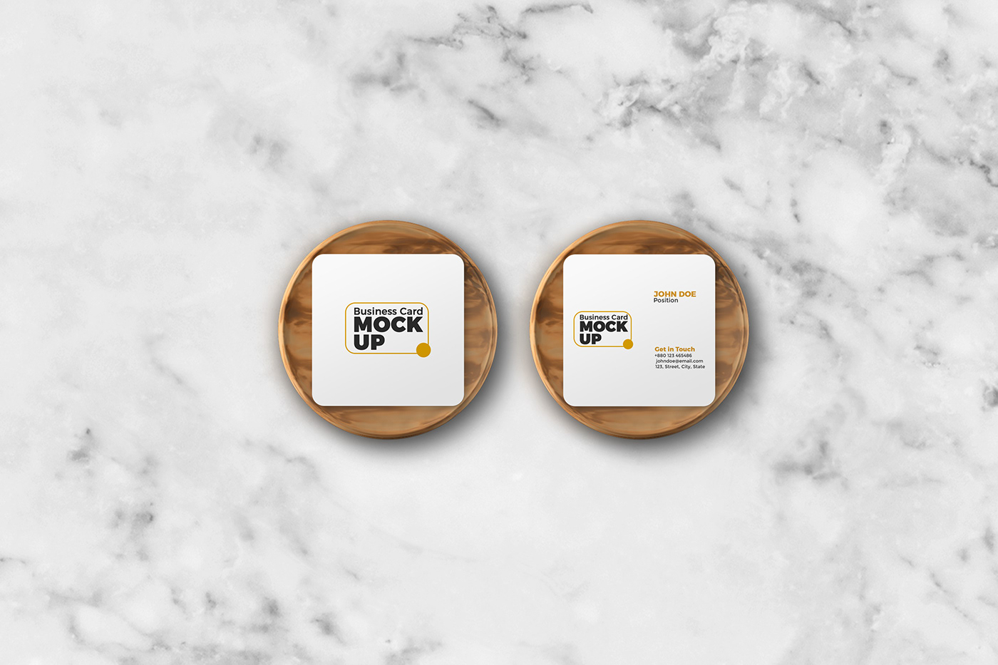 business card mockup clean luxury Mockup photo realisic psd rounded square Square Business Card