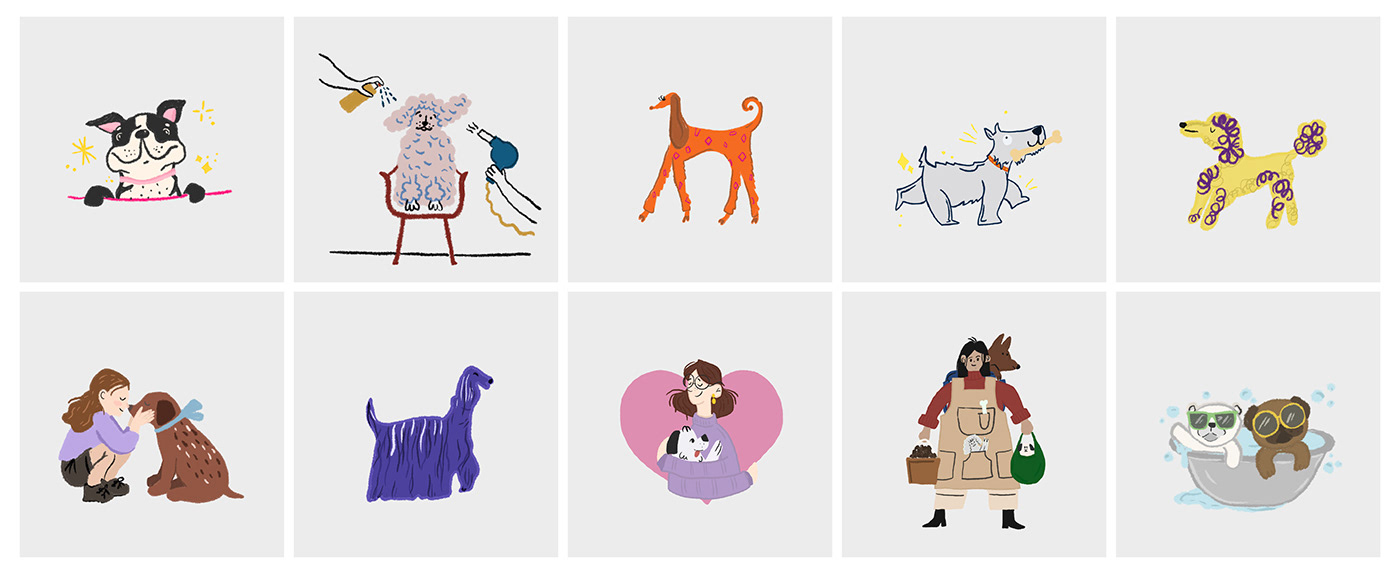 social media ILLUSTRATION  illustrate Digital Art  dog illustration Procreate animation  gif graphic design  brand identity