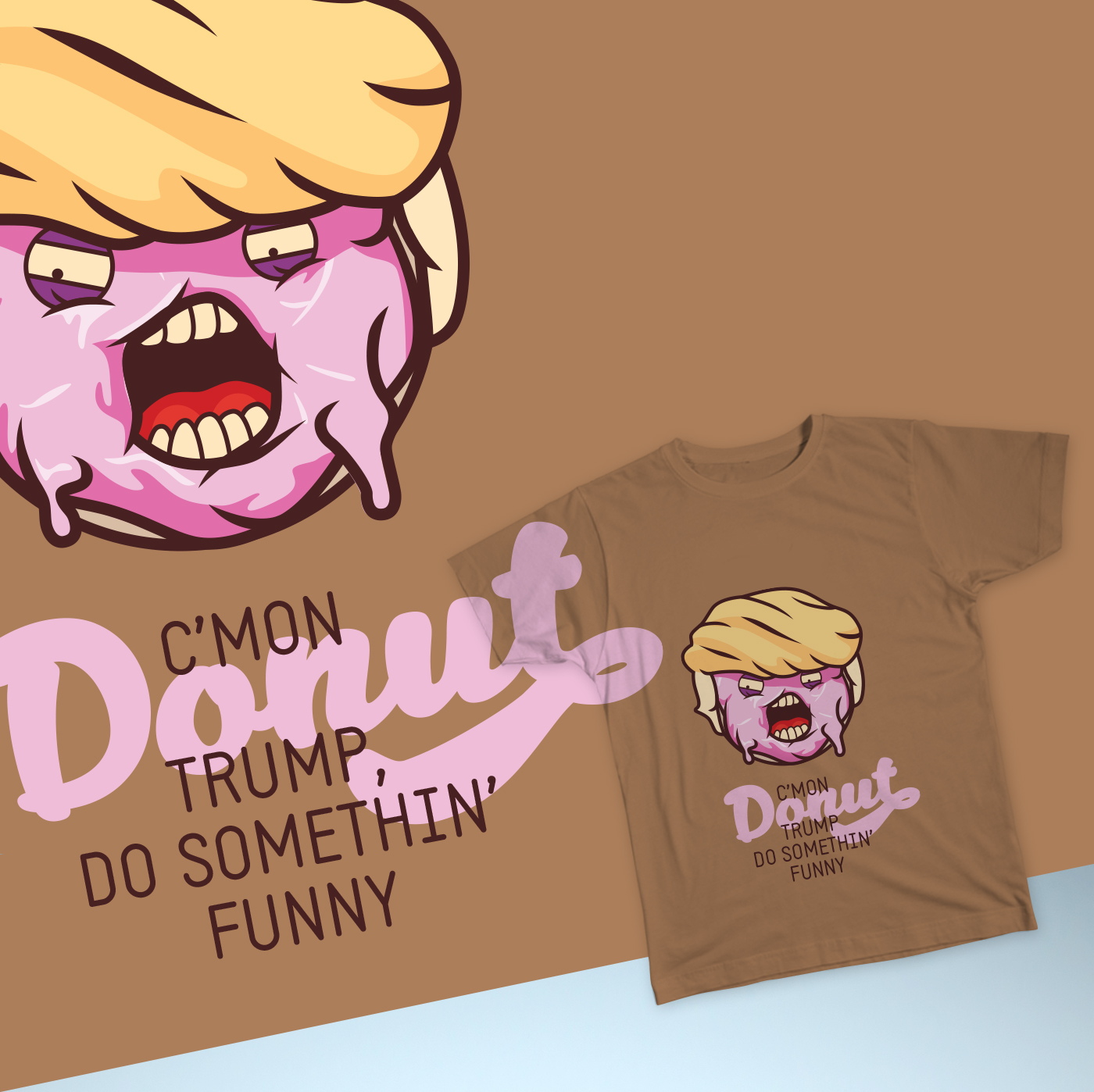 Donald Trump donut funny ironic sweet tee shirt tee t-shirt Trump
