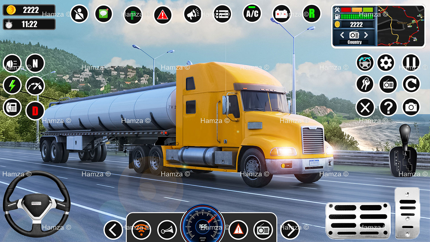 screenshot ui design game simulation 3D 3ds max vray highway Vehicle Advertising 