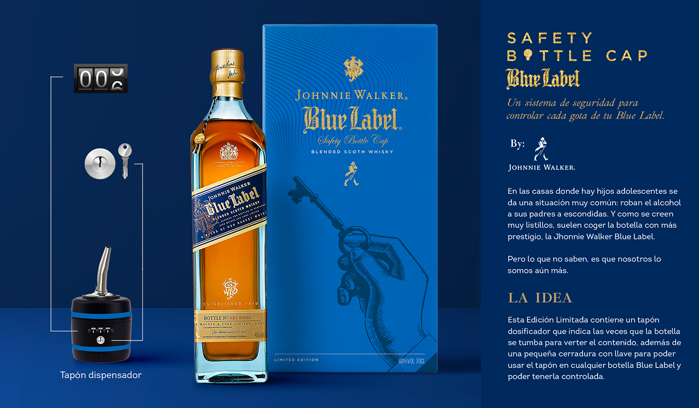 blue label Johnnie Walker alcohol Adolescentes bottle specialedition design industrial Whisky Board