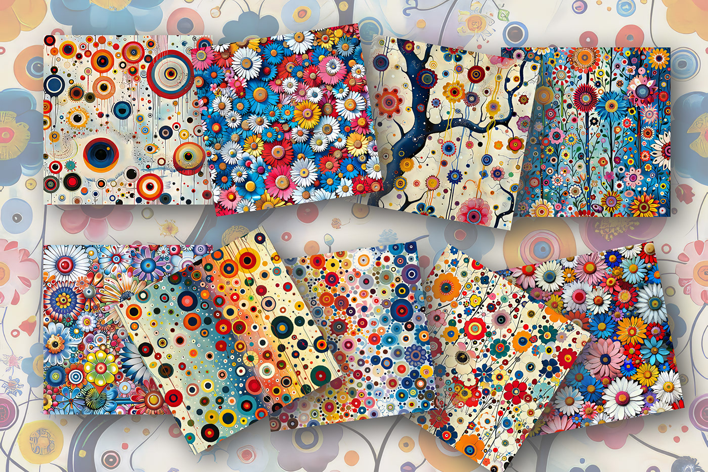 pattern ILLUSTRATION  Takashi Murakami flower floral seamless background Digital Art  Wallpapers арт