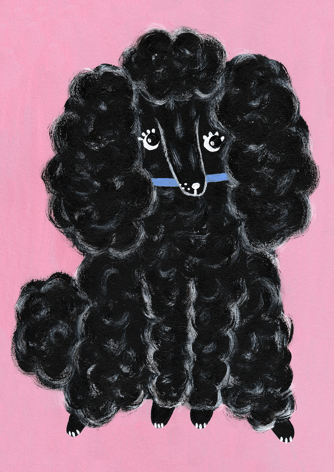 animals black poodle childrens cute dogs Fun ILLUSTRATION  kids naive Poodle
