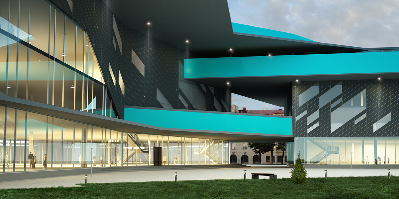 architecture viz visualization vray industrial building photoshop belarus university project
