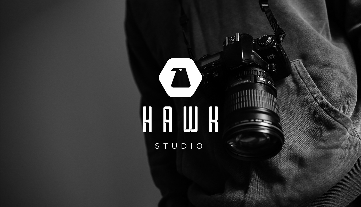 design logo Photography  photrographer black studio hawk camera vintage minimal flat White visual Illustrator design studio