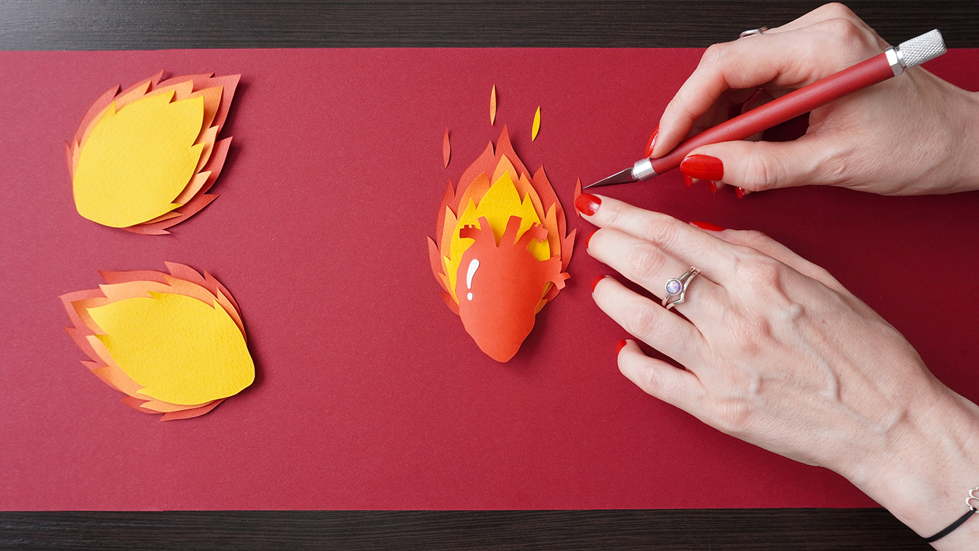 animation  stop motion paper paper art paper craft heart Valentine's Day Love artwork art