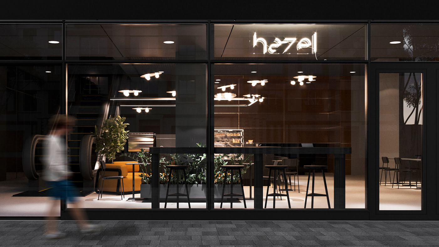 Interior design architecture Vizualization 3dmax Coffee bar restaurant