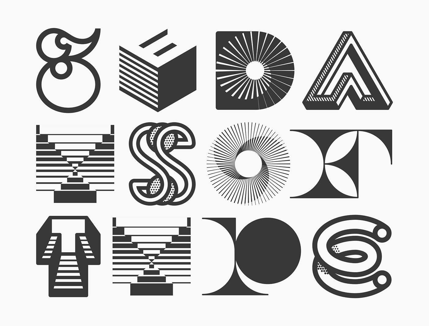 graphic design  design typography   alphabet black and white vector drop caps Numerals type font modernism