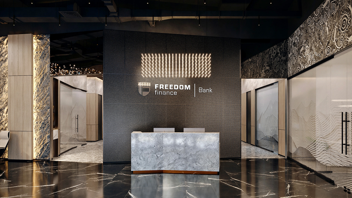 archviz Bank finance financial freedom freedombank interior design  modern Office visualization