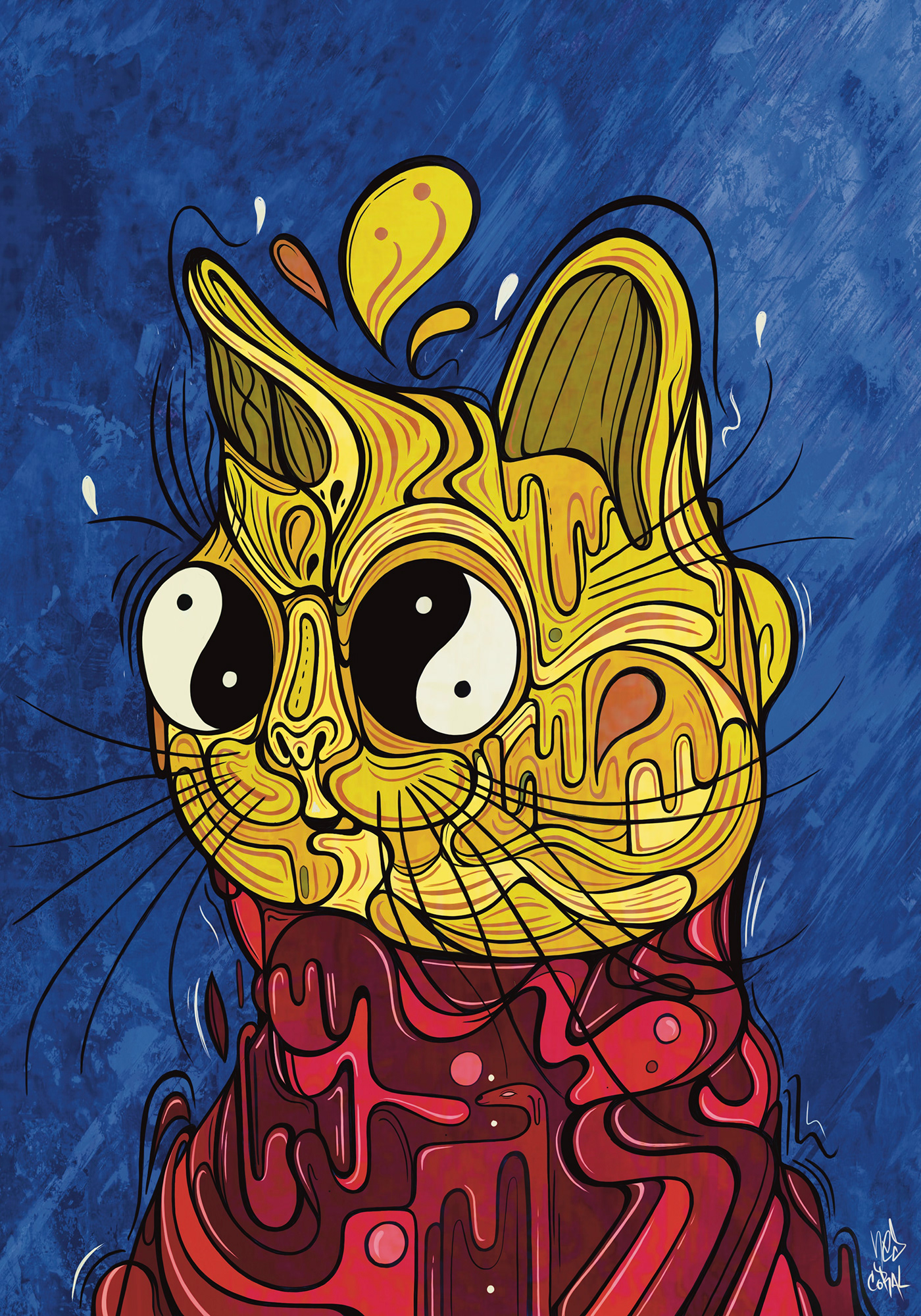 artwork Cat Character design  color Cubisme ILLUSTRATION  line organic poster psychedelic