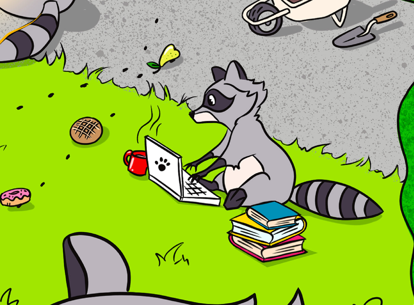 raccoon cartoon Pool forest house wimmelbook puzzle Digital Art  ILLUSTRATION  Fun
