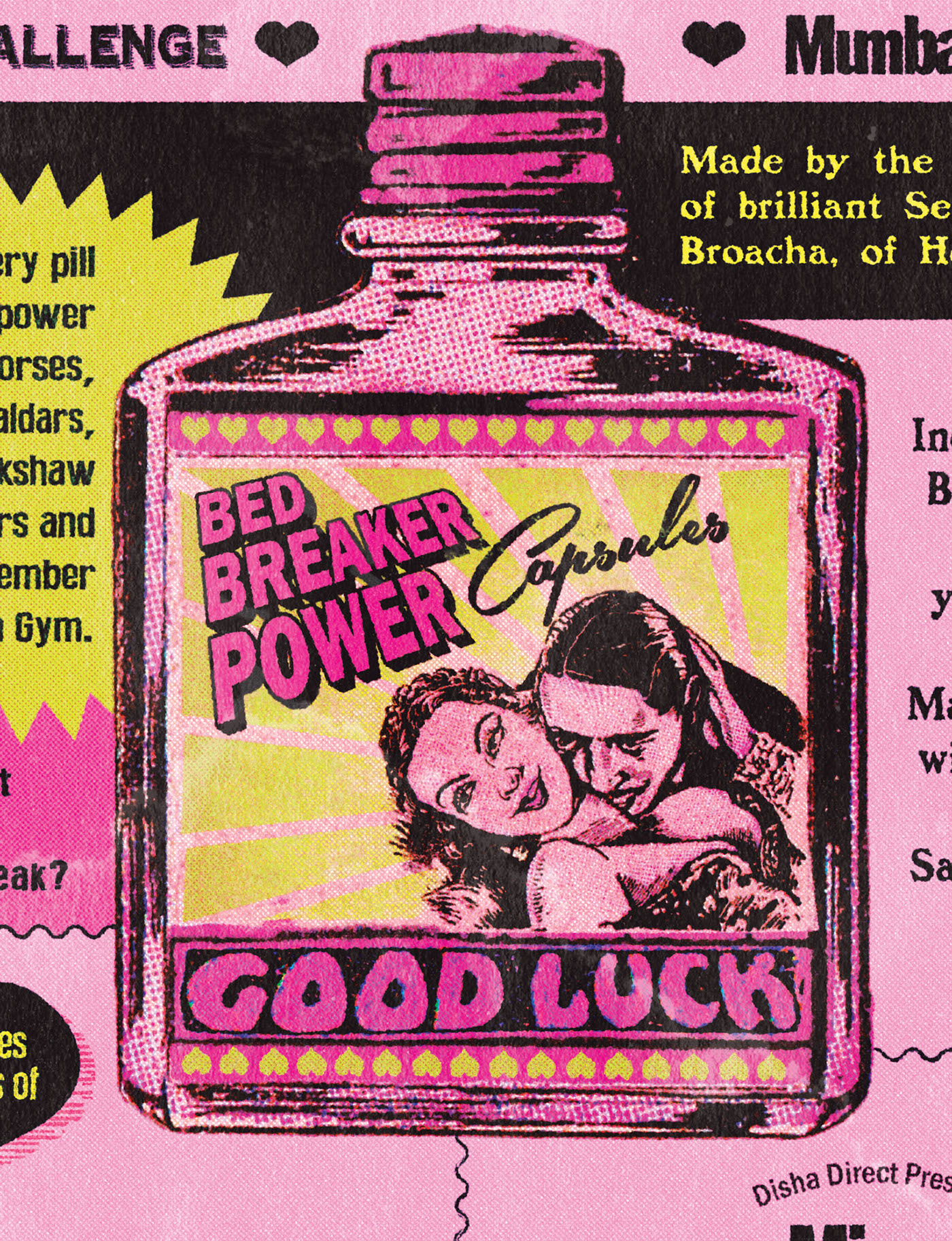 MUMBAI comedy  street graphics vintage ad Bollywood poster old print grunge Retro sex