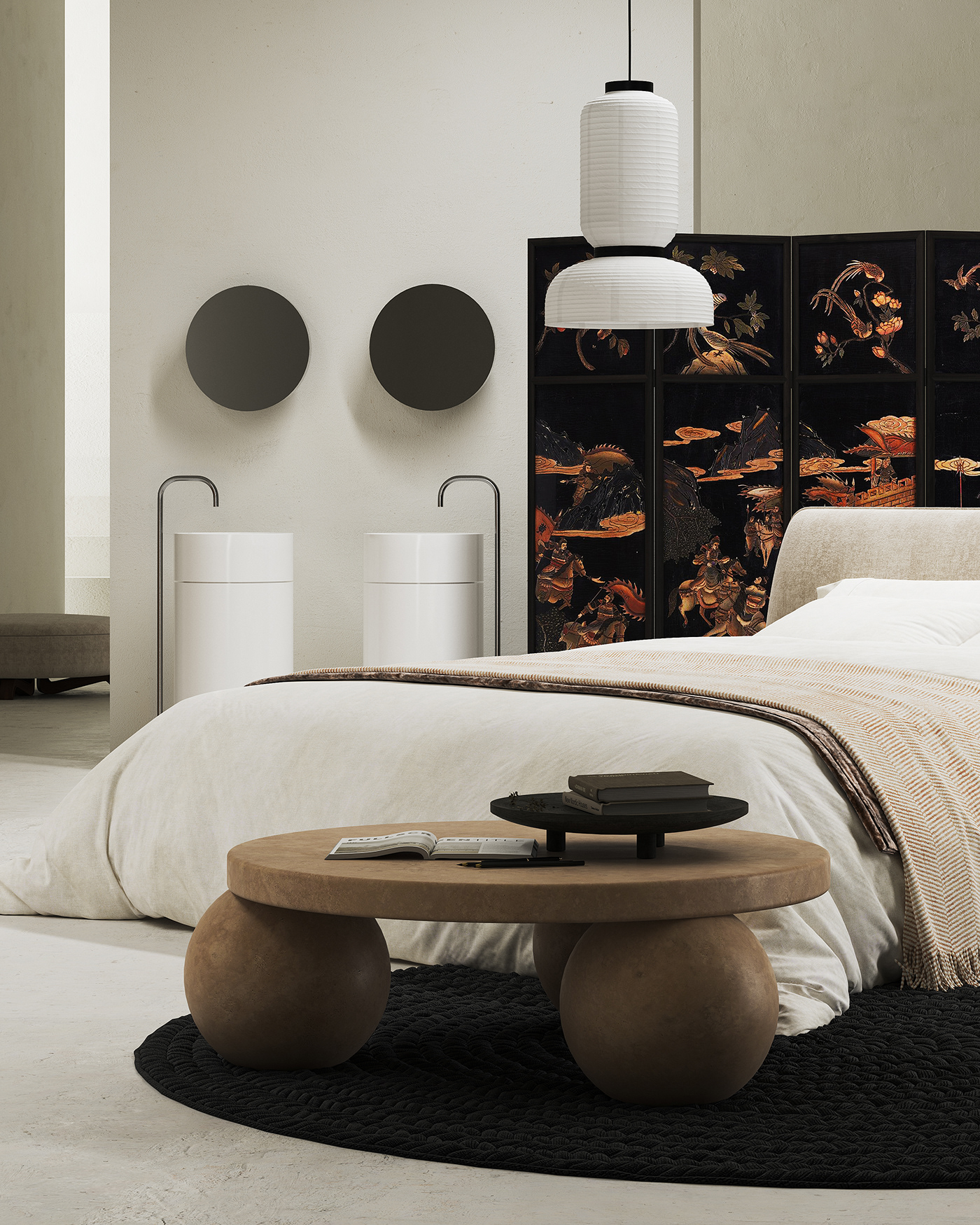 3ds max catalog concept corona render  furniture interior design  Japandy showroom Wabisabi