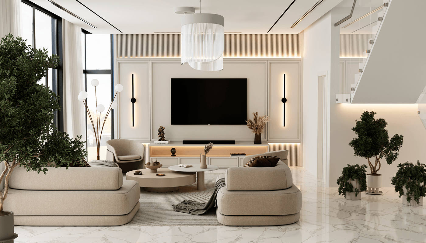 sofa Interior 3ds max visualization modern Marble decoration design Render beige interior