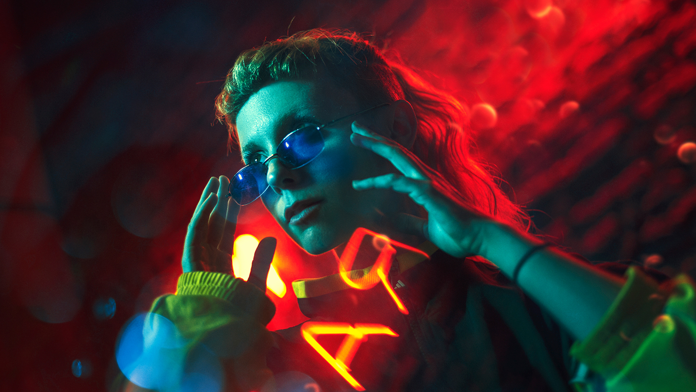 neon color portrait light retouching  photoshop conceptual adobeawards