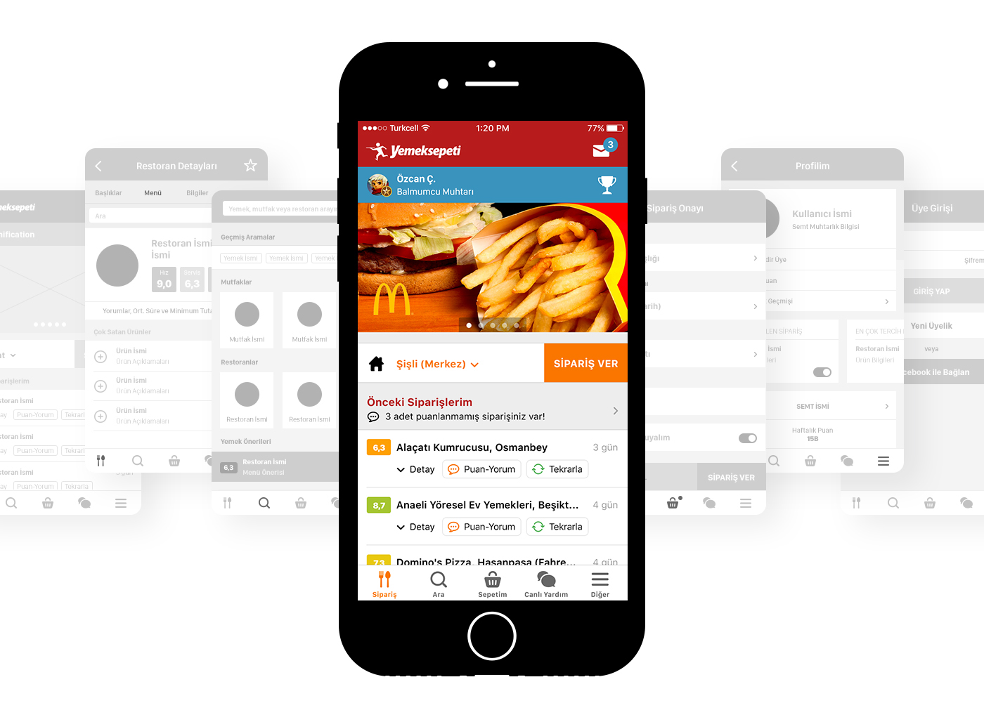 yemeksepeti mobile ios application UI ux Food  delivery