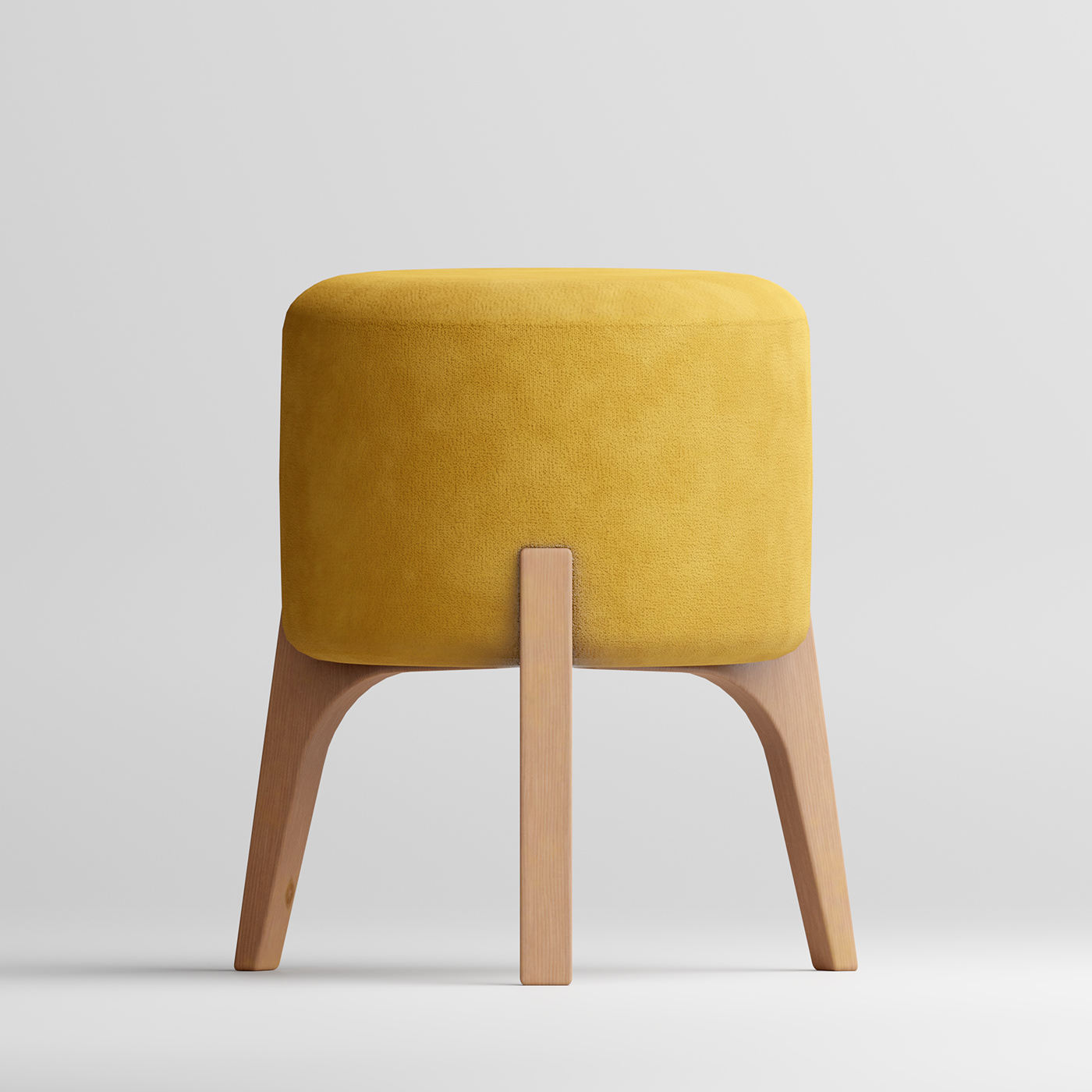 furniture chair 3D Render interior design  armchair pouf yellow studio velour