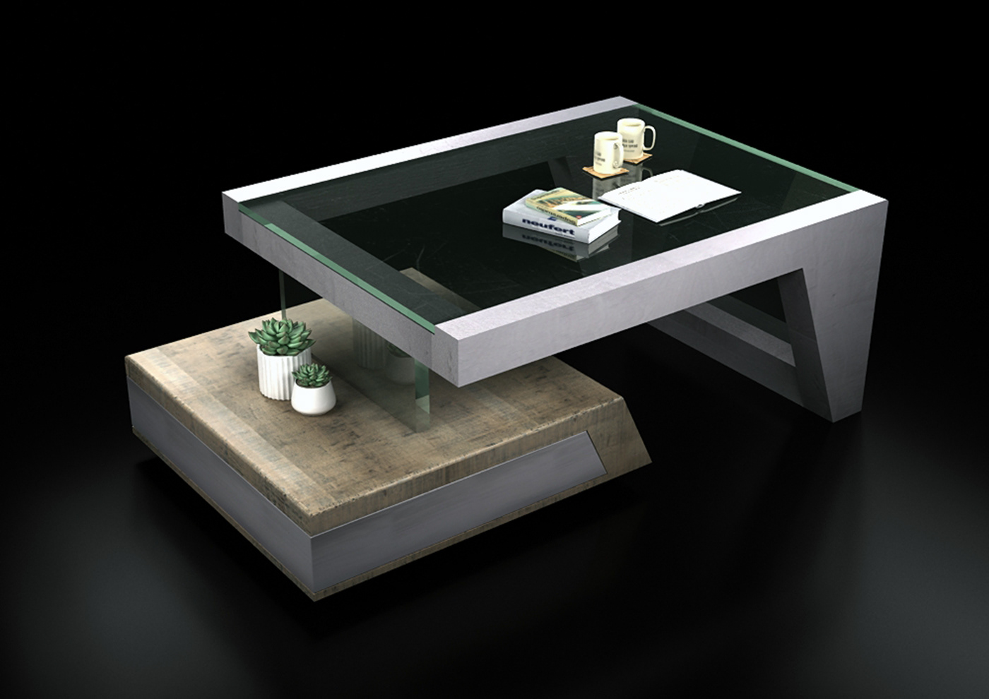 3D coffetable furniture furnituredeisgn glass minimal Render wood