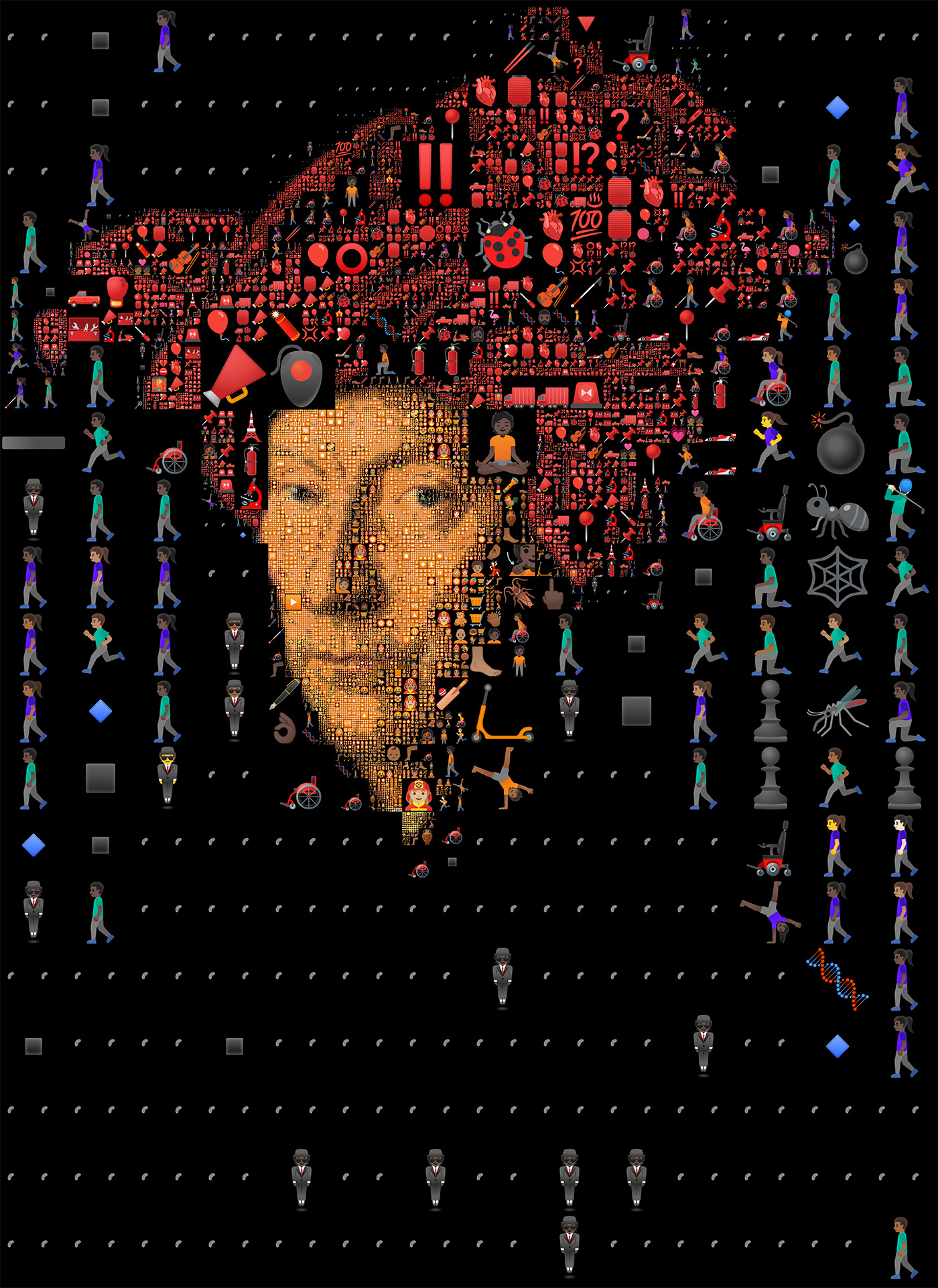 3D art Emoji generative mosaic motion portrait
