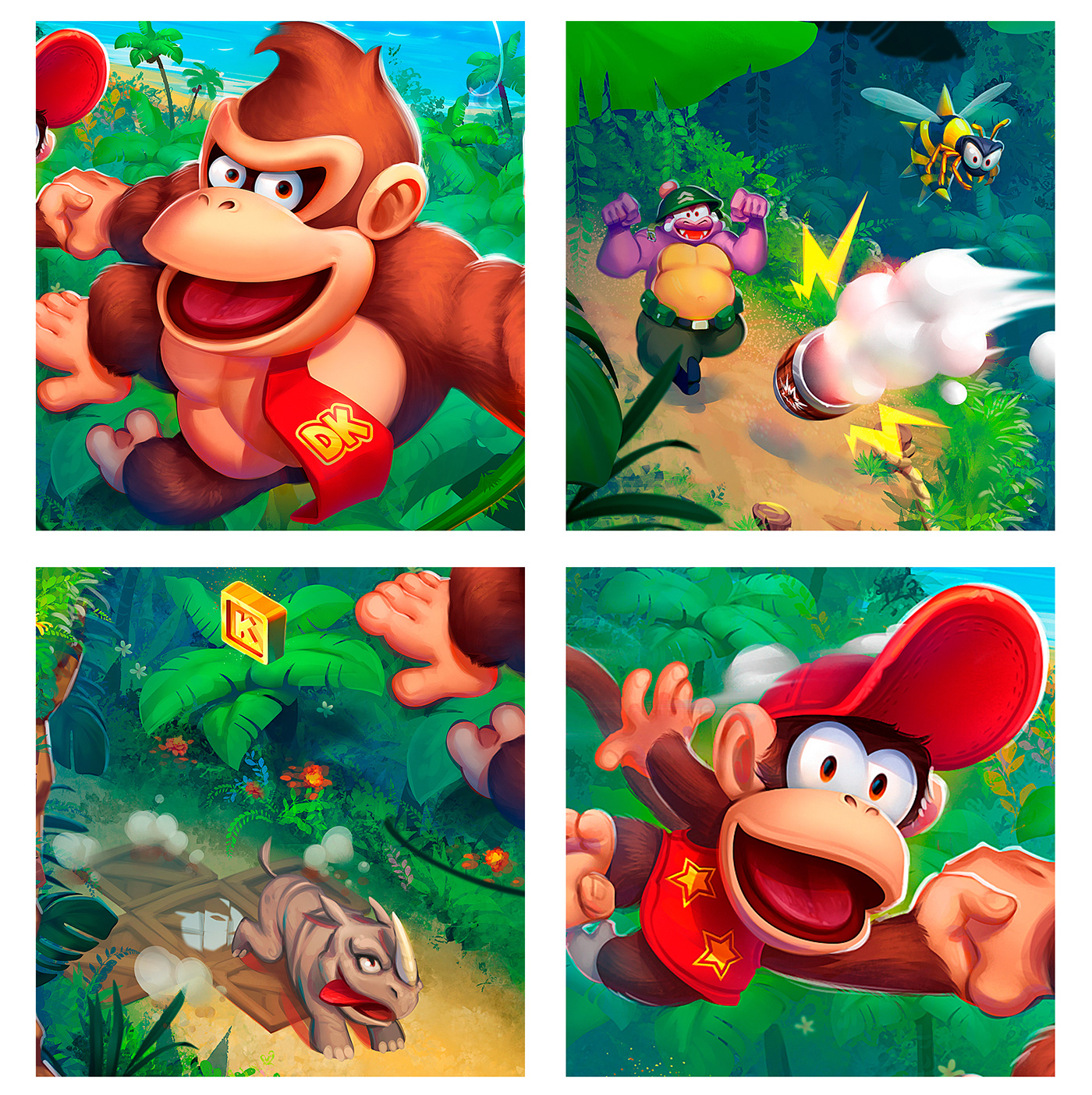 animals beach Fruit Game Art Gamer jungle monkey Nintendo Retro Splash art