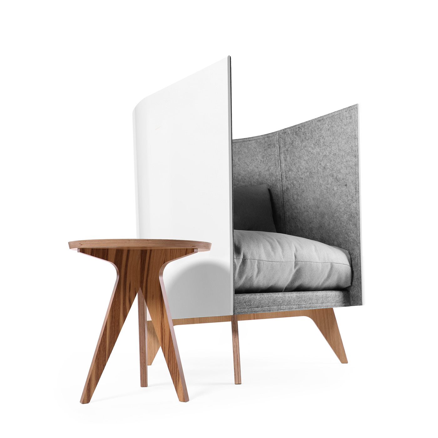 chair lounge V1 odesd2 felt aluminium White plywood hollowfiber chenille gray Minimalism ukrainian