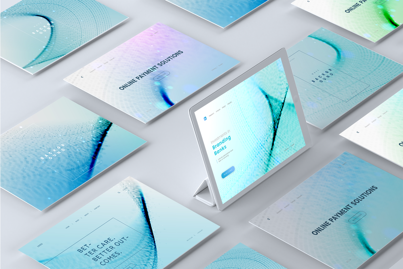 abstract background wave vector Web landing page flow blue particle Header