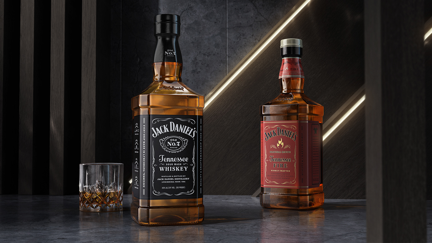 alcohol bar beverage bottle drink fireball jack daniels Packaging Whiskey