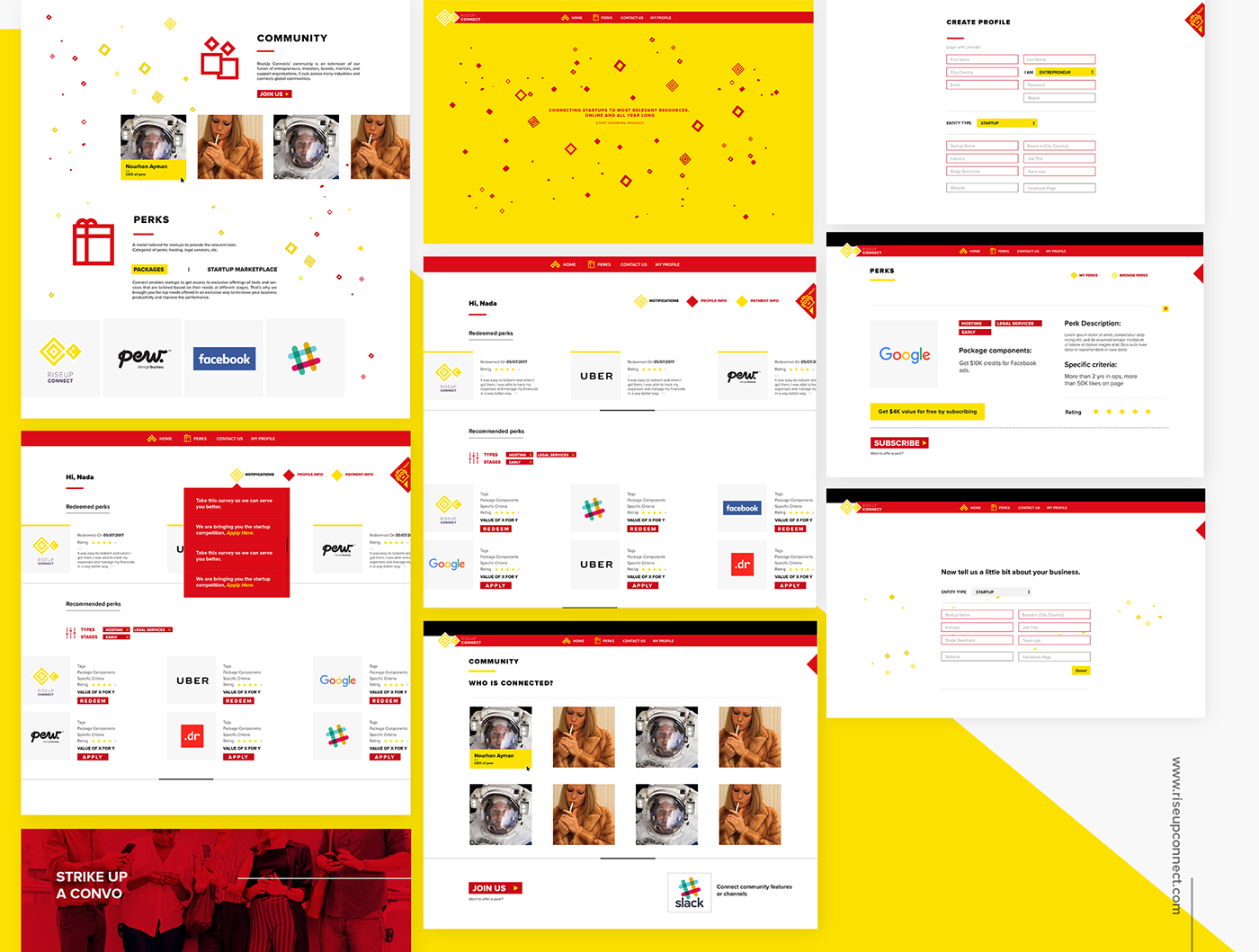 UI ux Web Design  RISEUP startups entrepreneurship   interactive design online networking user interface 360 Design