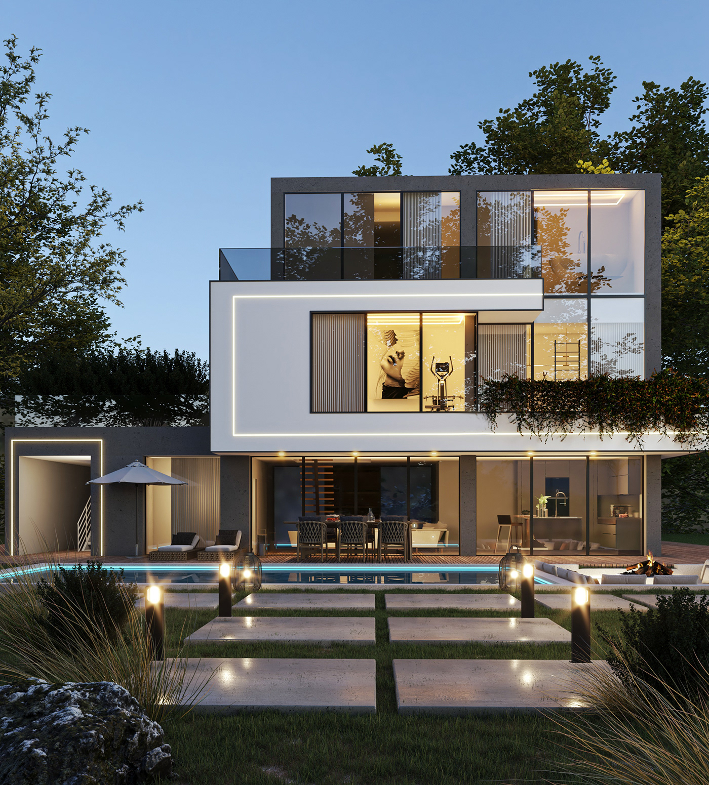 architecture exterior Villa visualization vray modern Render 3ds max CGI archviz