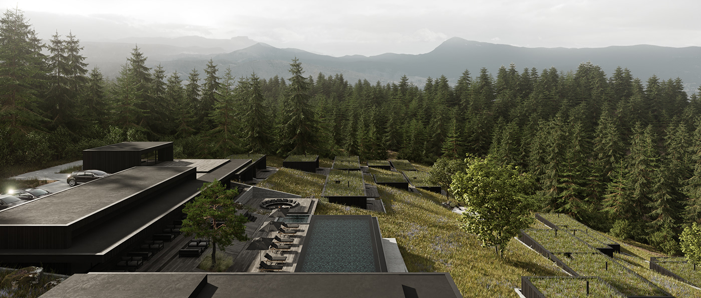 architecture design modern mountains resort Spa