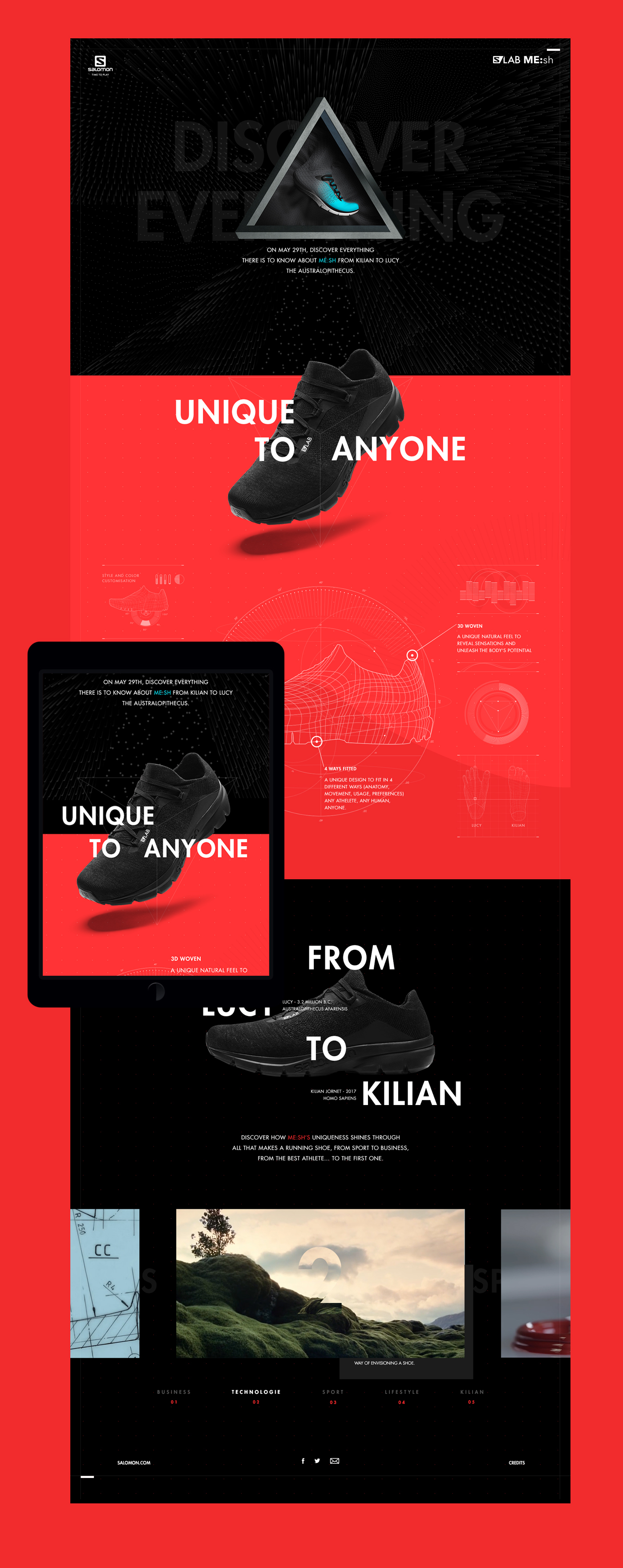Salomon mesh onepage interactive Website sneaker graphisme
