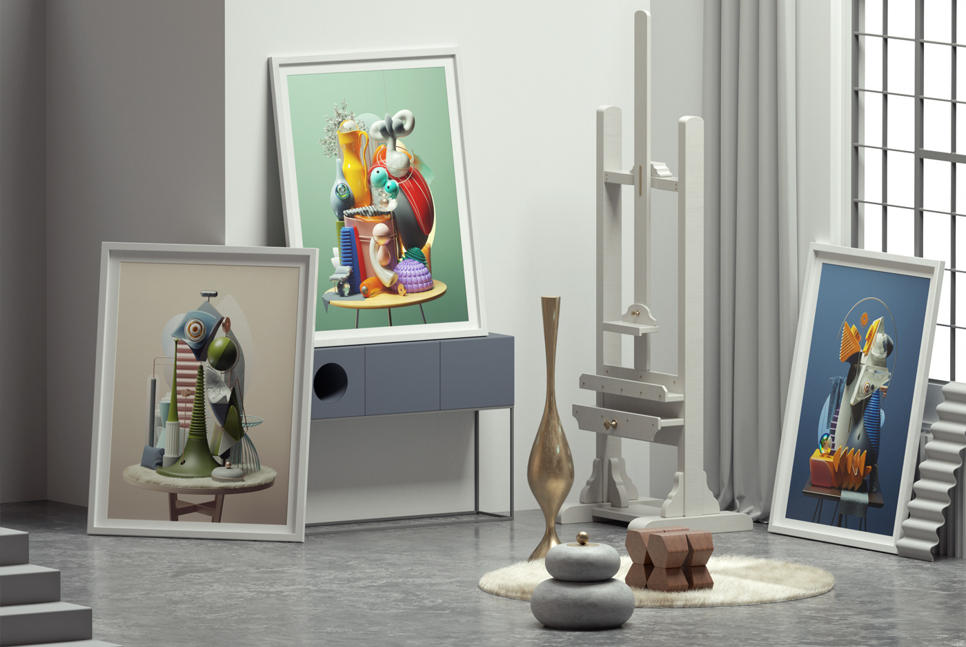 3D illustratiuon Digital Art  Picasso cinema4d photoshop Illustrator contemporary modern composition cubism
