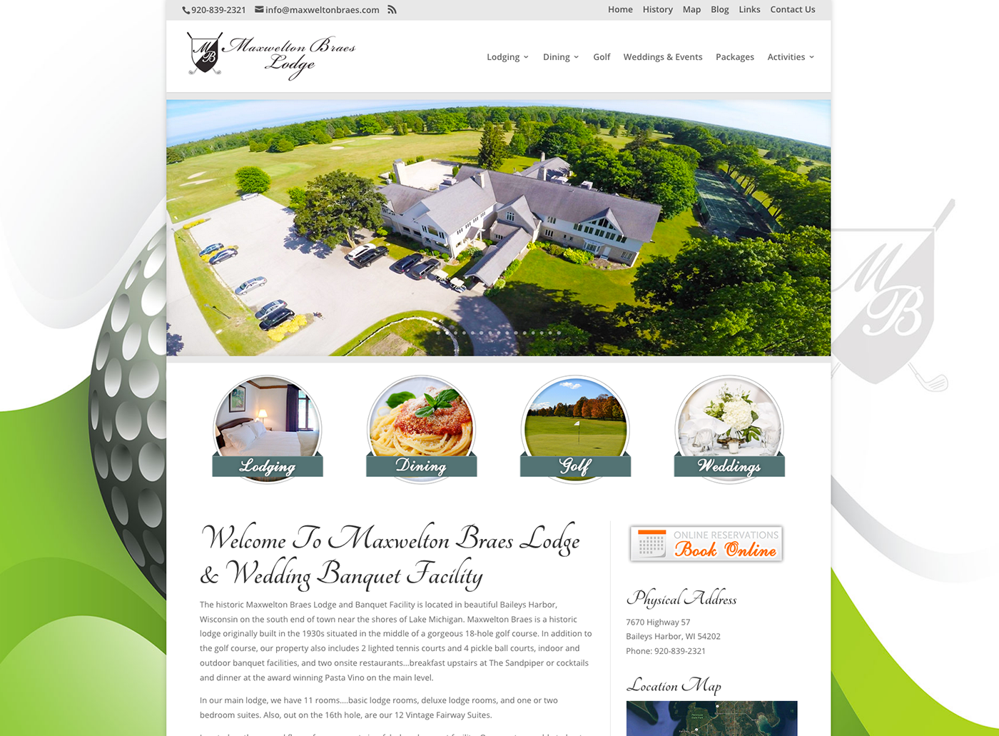 Door County lodging logo designers website designers graphic designers wordpress Wisconsin Lodging Websites Golf Course Website Golf Course Design Drone photography
