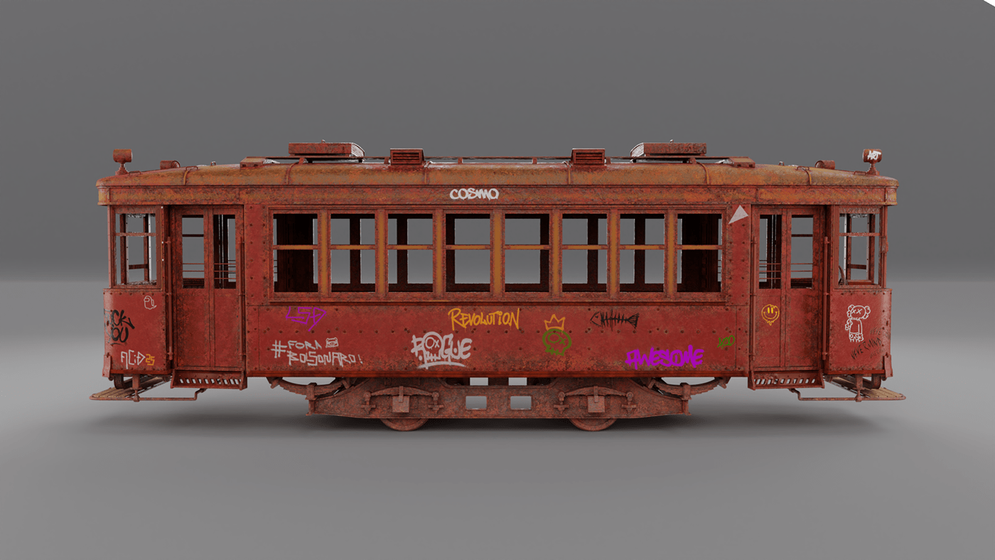 3d modeling 3drender abandoned Graffiti Street Art  train