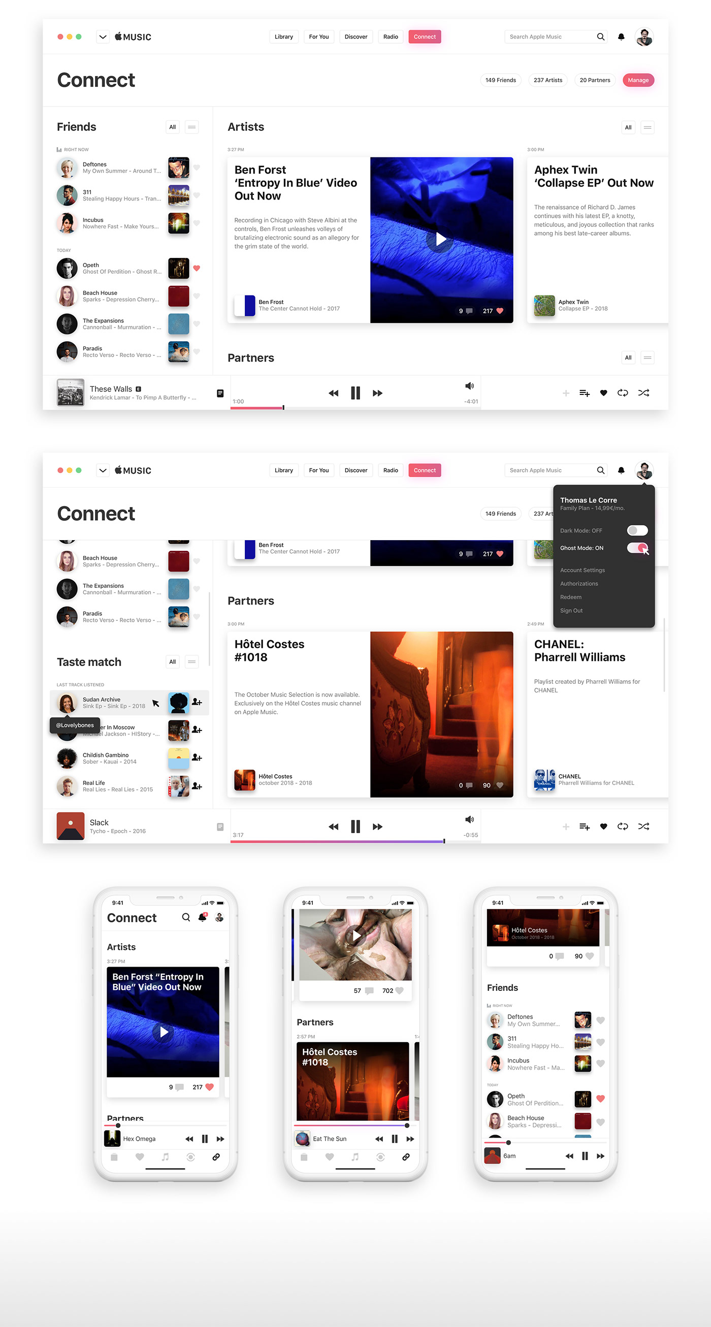 music app apple UI ux Case Study Web mobile desktop clean