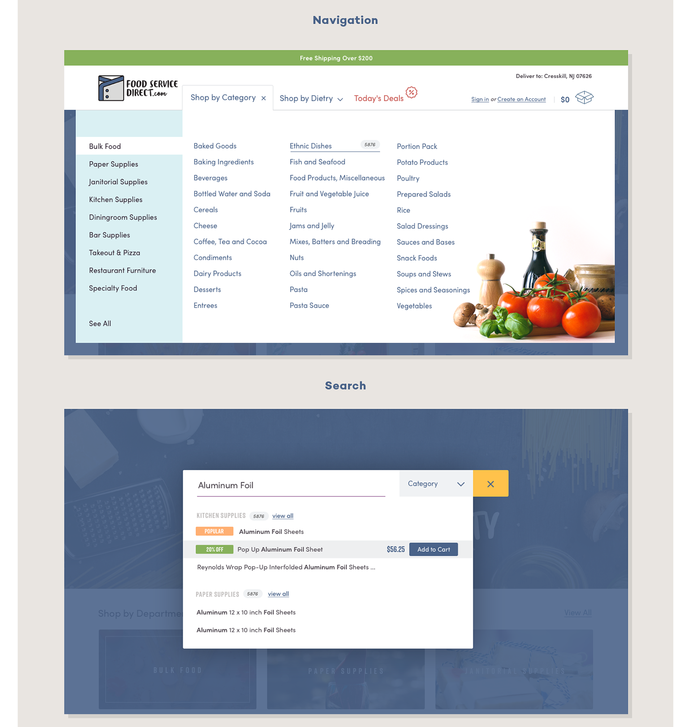 Webdesign e-commerce shop Food  Unilever
