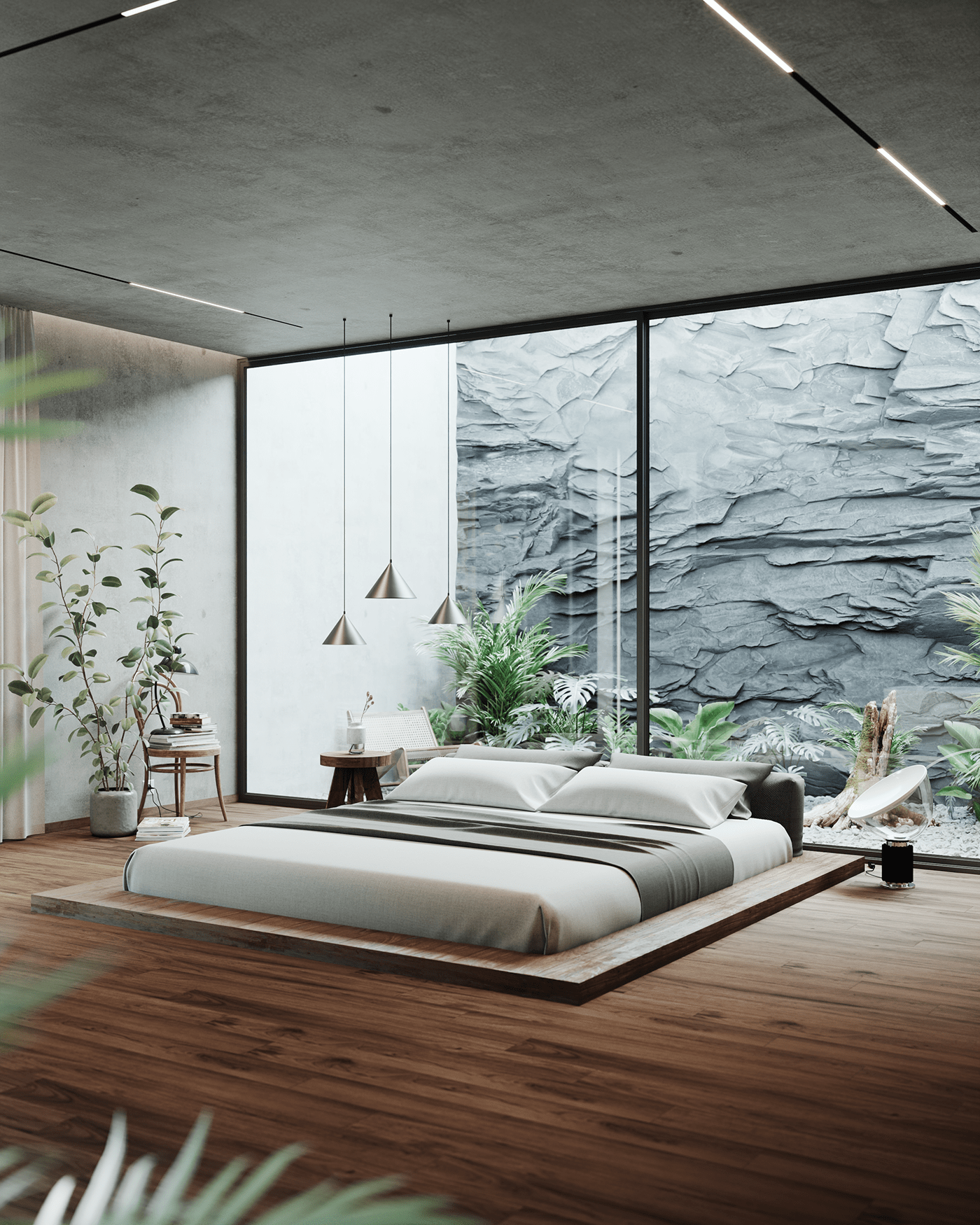 architecture bedroom CGI CoronaRender  Interior interior design  kosovo Nature rock stone