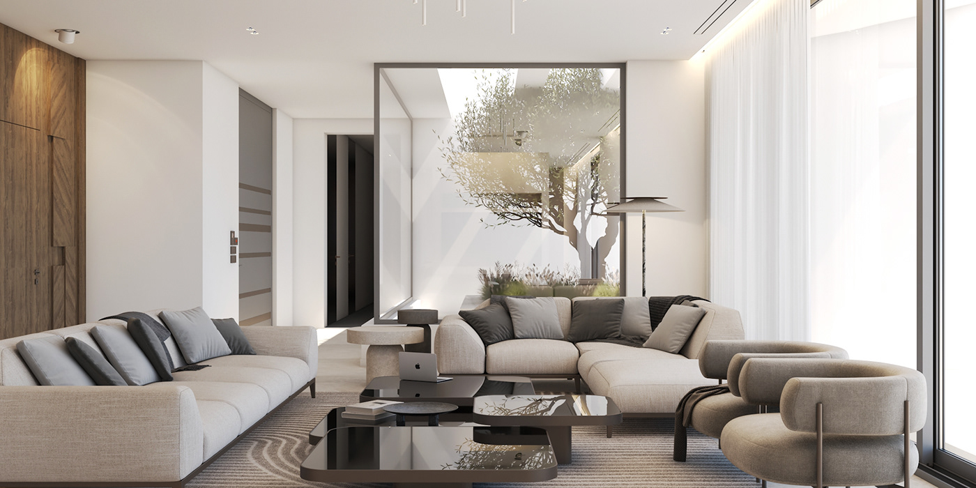 3D architecture design interior design  minimal modern Render visualization